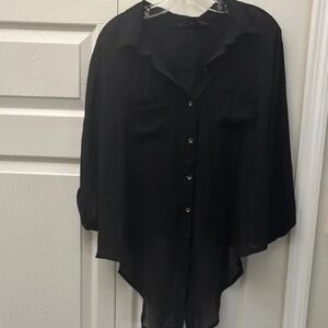 Women's Black Button Down Sheer Shirt 2X